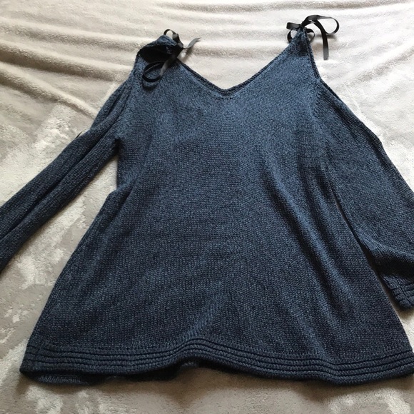 Lauren Conrad Dark Blue Sweater with Ribbon Ties - Picture 7 of 7